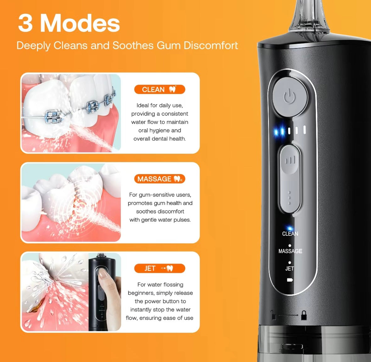 Water Flosser for Teeth - Cordless Portable Oral Irrigator, Powerful and Rechargeable